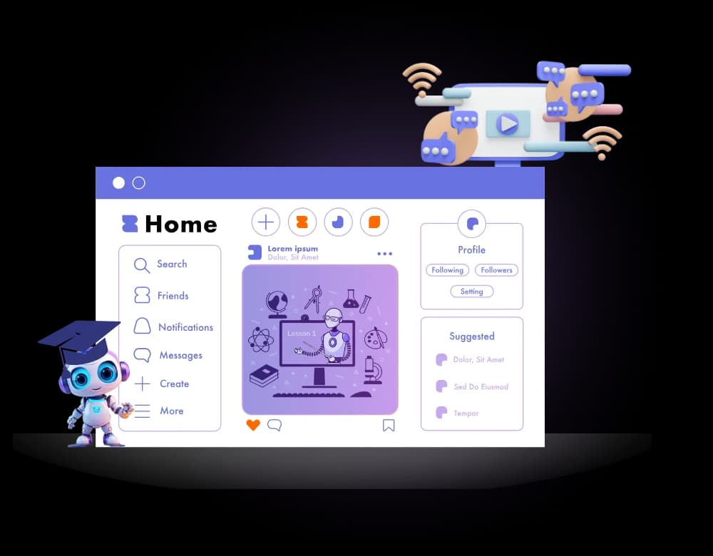Textalky e-learning module with a narrated lesson script, visuals and a generated quiz