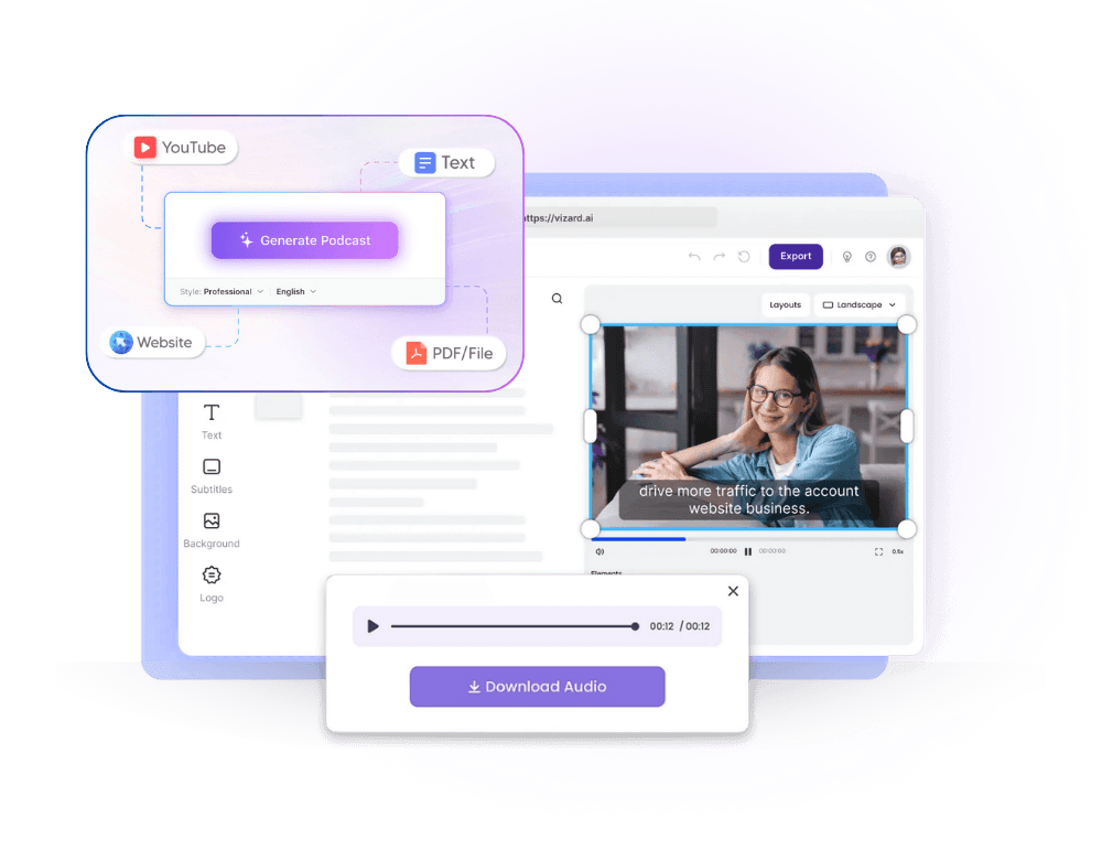 On-demand podcast production — screenshot of the Textalky workflow